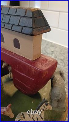 VTG. Wolf Creek Folk Art Eldora Iowa Wooden Noah's Ark Music Carousel 1980s Rare