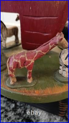 VTG. Wolf Creek Folk Art Eldora Iowa Wooden Noah's Ark Music Carousel 1980s Rare