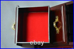 VTG YAPS Jewelry Box Trinket Music Box WORKS! Floral Poppy Flower Tiny Dresser