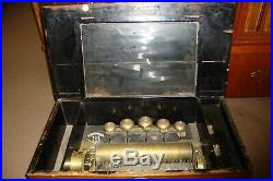 Very Large RARE Swiss Antique Butterfly bells Cylinder roll Music Box C1880