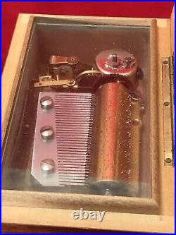 Very Rare Vintage Antique Swiss Cylinder Music Box With 3 Song