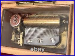 Very Rare Vintage Antique Swiss Cylinder Music Box With 3 Song