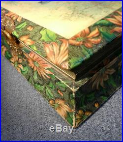 Victorian Celluloid Music Box Man Picks Flowers 4 Lady Photo Album Poinsettias