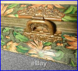 Victorian Celluloid Music Box Man Picks Flowers 4 Lady Photo Album Poinsettias