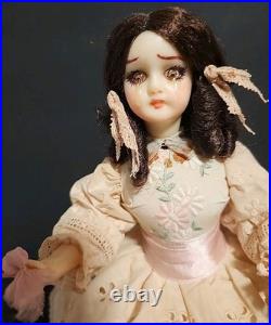 Victorian Mechanical Automaton Girl Crying Bird Antique Wax Doll Music Box