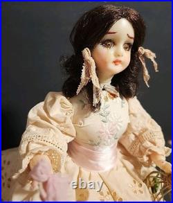Victorian Mechanical Automaton Girl Crying Bird Antique Wax Doll Music Box