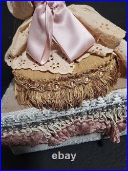 Victorian Mechanical Automaton Girl Crying Bird Antique Wax Doll Music Box