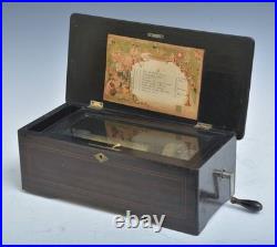 Victorian Mermod Freres Cylinder Music Box with inlaid top, circa 1890