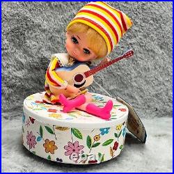 Vint Charming Hidden Jewerly Box Musical Doll Floral Japan VIDEO Guitar Girl