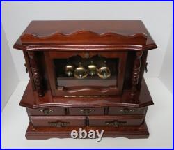 Vintage 14.5 in. Wooden Musical Jewelry Box Working Wind up Fuji Japan working