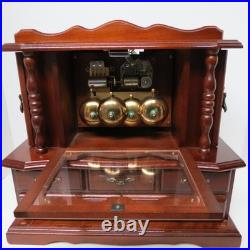 Vintage 14.5 in. Wooden Musical Jewelry Box Working Wind up Fuji Japan working