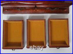Vintage 14.5 in. Wooden Musical Jewelry Box Working Wind up Fuji Japan working