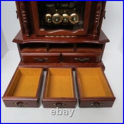 Vintage 14.5 in. Wooden Musical Jewelry Box Working Wind up Fuji Japan working