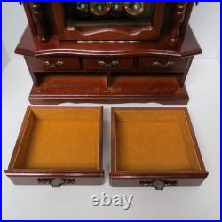 Vintage 14.5 in. Wooden Musical Jewelry Box Working Wind up Fuji Japan working