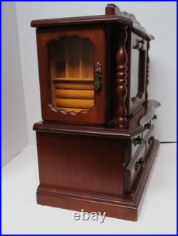 Vintage 14.5 in. Wooden Musical Jewelry Box Working Wind up Fuji Japan working