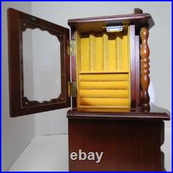 Vintage 14.5 in. Wooden Musical Jewelry Box Working Wind up Fuji Japan working