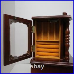 Vintage 14.5 in. Wooden Musical Jewelry Box Working Wind up Fuji Japan working
