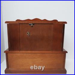 Vintage 14.5 in. Wooden Musical Jewelry Box Working Wind up Fuji Japan working