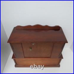 Vintage 14.5 in. Wooden Musical Jewelry Box Working Wind up Fuji Japan working