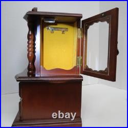 Vintage 14.5 in. Wooden Musical Jewelry Box Working Wind up Fuji Japan working