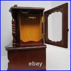 Vintage 14.5 in. Wooden Musical Jewelry Box Working Wind up Fuji Japan working