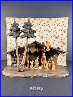 Vintage 1950s Reuge Manger Scene with Silent Night Music Box WORKS! MCM