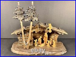 Vintage 1950s Reuge Manger Scene with Silent Night Music Box WORKS! MCM