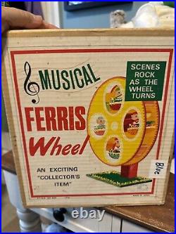 Vintage 1969 Japan Pixie Elves Rotating Wind Up Musical Christmas Ferris Wheel