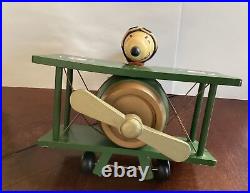 Vintage 1970 Peanuts Snoopy flying Bi-plane music box Sopwith Camel Schmid Bros