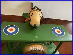 Vintage 1970 Peanuts Snoopy flying Bi-plane music box Sopwith Camel Schmid Bros