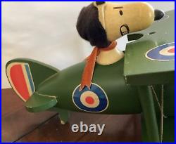 Vintage 1970 Peanuts Snoopy flying Bi-plane music box Sopwith Camel Schmid Bros