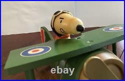 Vintage 1970 Peanuts Snoopy flying Bi-plane music box Sopwith Camel Schmid Bros