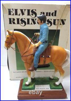 Vintage 1984 Elvis Presley And Rising Sun Full Size Music Box Decanter Empty Vintage 1984 Elvis Presley And Rising Sun Full Size Music Box Decanter Empty