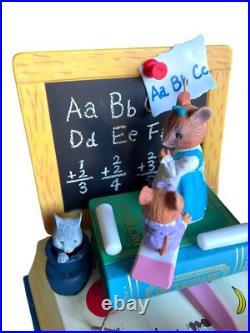Vintage 1989 Enesco Multi-Action Musical Box Mitey-Nice Mouse Schoolhouse NIB