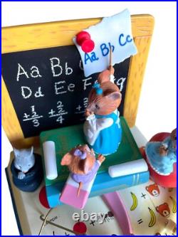 Vintage 1989 Enesco Multi-Action Musical Box Mitey-Nice Mouse Schoolhouse NIB