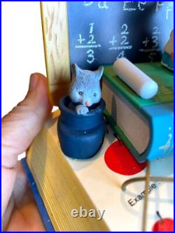 Vintage 1989 Enesco Multi-Action Musical Box Mitey-Nice Mouse Schoolhouse NIB