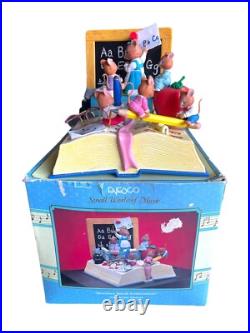 Vintage 1989 Enesco Multi-Action Musical Box Mitey-Nice Mouse Schoolhouse NIB