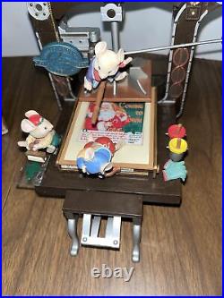 Vintage 1993 Enesco Top Billing For Santa Printing Press Musical Mice withBox