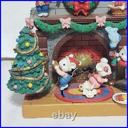 Vintage 1994 Lustre Fame Christmas Animated Musical Lighted Mice in Fireplace
