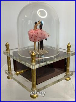 Vintage 60s Waco Ballerina Tuxedo Couple Dancing Dome Wind-Up Acrylic Music Box