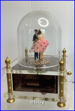 Vintage 60s Waco Ballerina Tuxedo Couple Dancing Dome Wind-Up Acrylic Music Box
