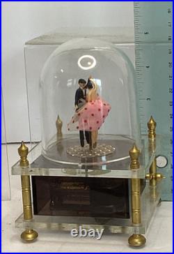 Vintage 60s Waco Ballerina Tuxedo Couple Dancing Dome Wind-Up Acrylic Music Box