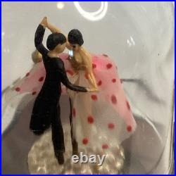 Vintage 60s Waco Ballerina Tuxedo Couple Dancing Dome Wind-Up Acrylic Music Box