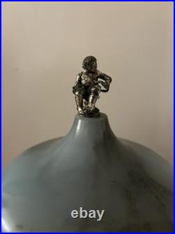 Vintage Alabaster & Metal Reuge Carousel Music Cigarette or Lipstick Dispenser