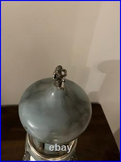 Vintage Alabaster & Metal Reuge Carousel Music Cigarette or Lipstick Dispenser