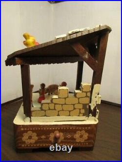 Vintage Anri Music Box Plays Joy To The World Nativity Carousel Scene Movement