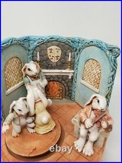 Vintage Antietam Ceramics Music Box Large Revolving Rabbits Narco Japan Box