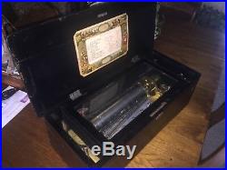 Vintage Antique Columbia Music Box Swiss Made. Pat. 1884. Plays 12 Songs
