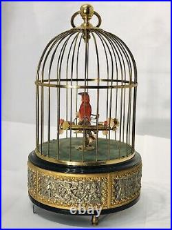 Vintage Antique Germany singing automaton Birds Cage music Box, excellent Work