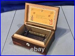 Vintage Antique Key Wind swiss cylinder music box, 4 Airs, Song, oak Case, no. 43